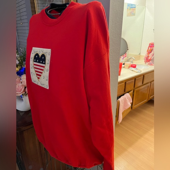 Vintage 90s Embroidered liberty heart Grandma Pullover Crewneck Sweater - Picture 2 of 9